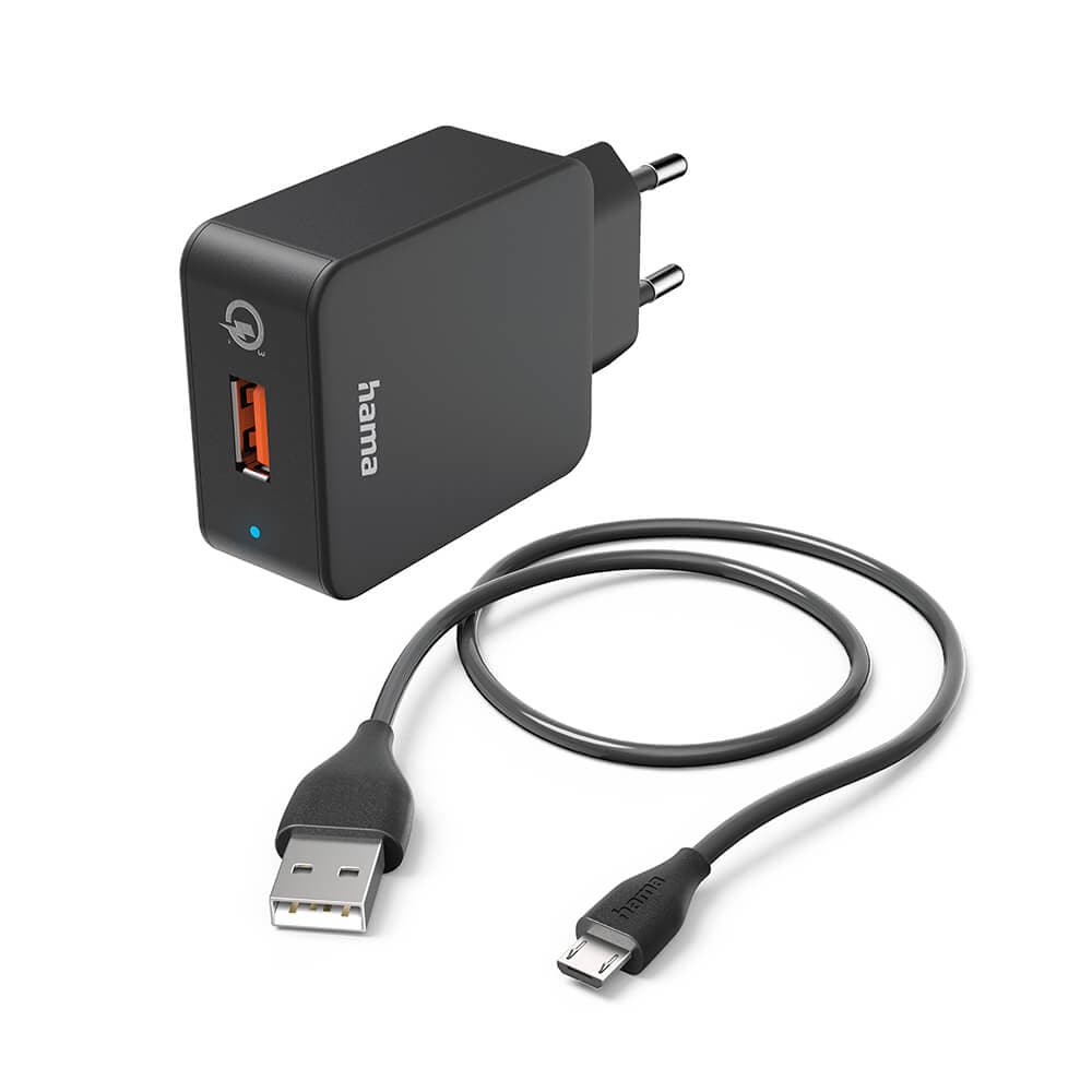 HAMA - Charger Micro-USB 220V Black 1.5m