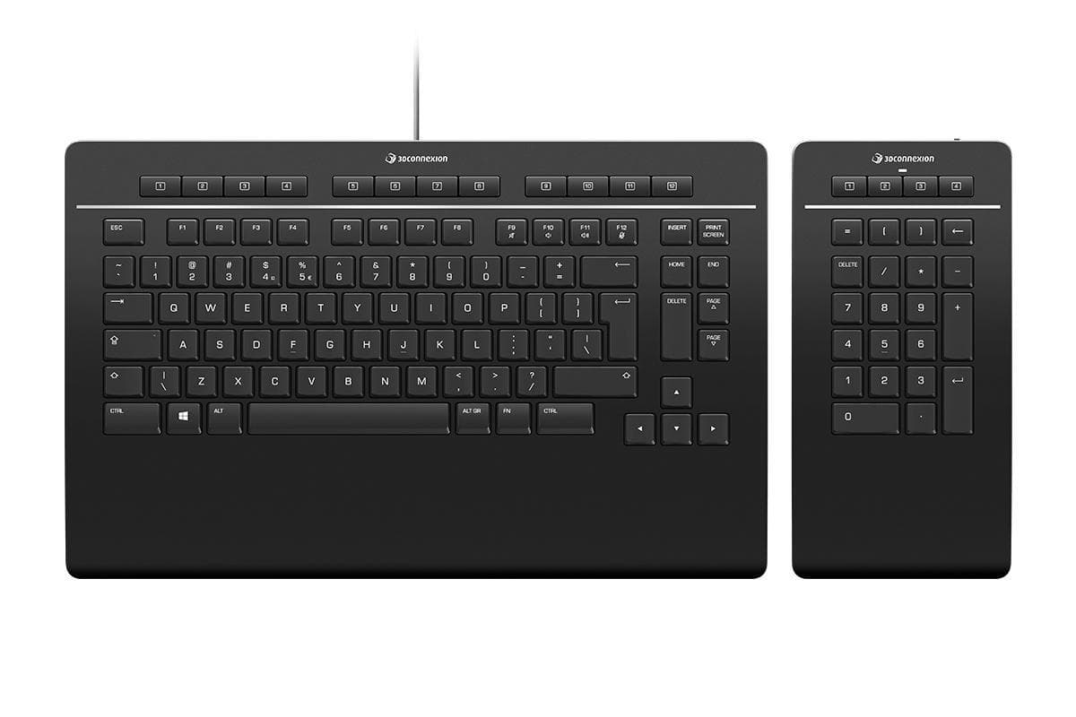 3Dconnexion - Keyboard Pro with Numpad - sett med tastatur og numerisk tastatur - QWERTZ - Tysk