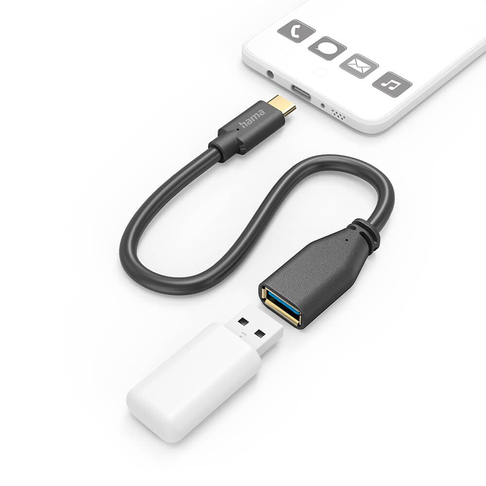 HAMA - Adapter Cable USB OTG USB-C to USB-A Black 0.15cm