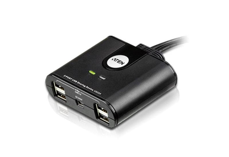 ATEN - US224 manuell USB 2.0-switch, 2 datorer till 4 enheter, 1,8m, sva