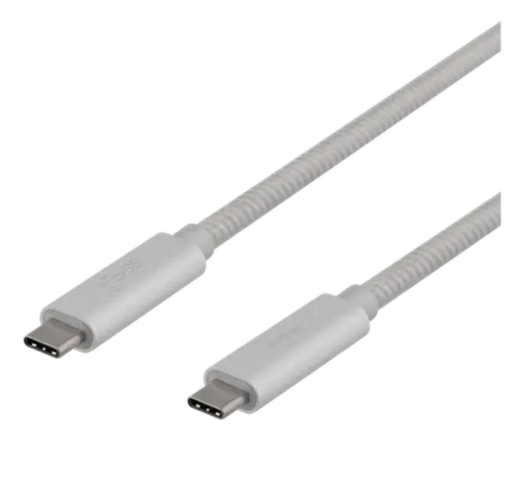 DELTACO - USBC 3.1 GEN2 10Gbps/5A/E-marker 1m Silver