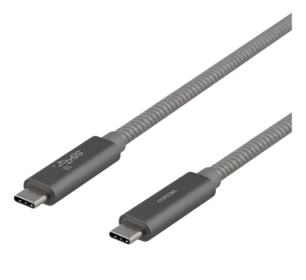 DELTACO - USBC 3.1 GEN2 10Gbps/5A/E-marker 1m SPACE GREY