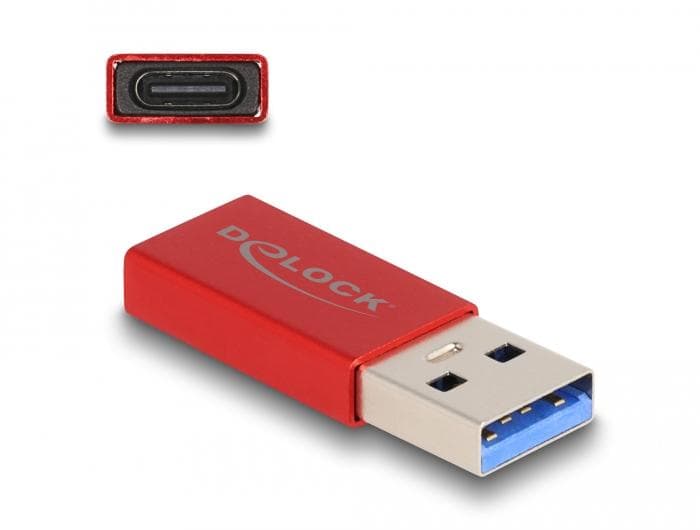 DELOCK - USB 10 Gbps USB Type-A male to USB Type-C active female red
