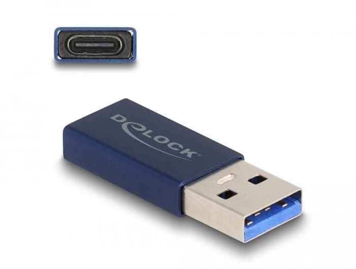 DELOCK - USB 10 Gbps USB Type-A male to USB Type-C active female blue