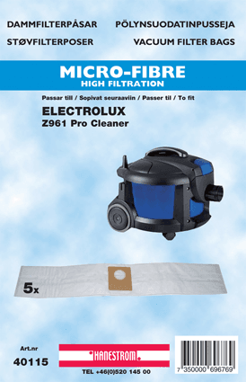 HANESTRÖM - Dammsugarpåsar Hanestrom Electrolux Z961  5P