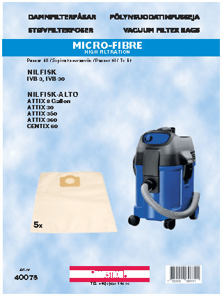HANESTRÖM - Dammsugarpåsar Hanestrom Nilfisk-Alto Attix 30 5P