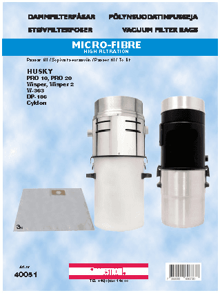 HANESTRÖM - Dammsugarpåsar Hanestrom Husky Pro 10, W-653  3P