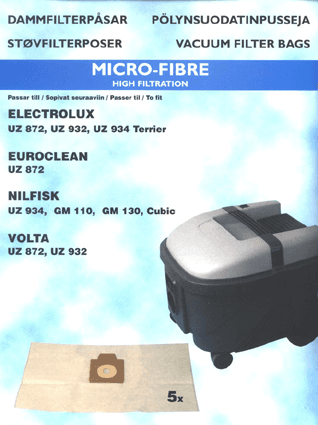 HANESTRÖM - Dammsugarpåsar Hanestrom Elux.Volta.Nilfisk  872    5ST