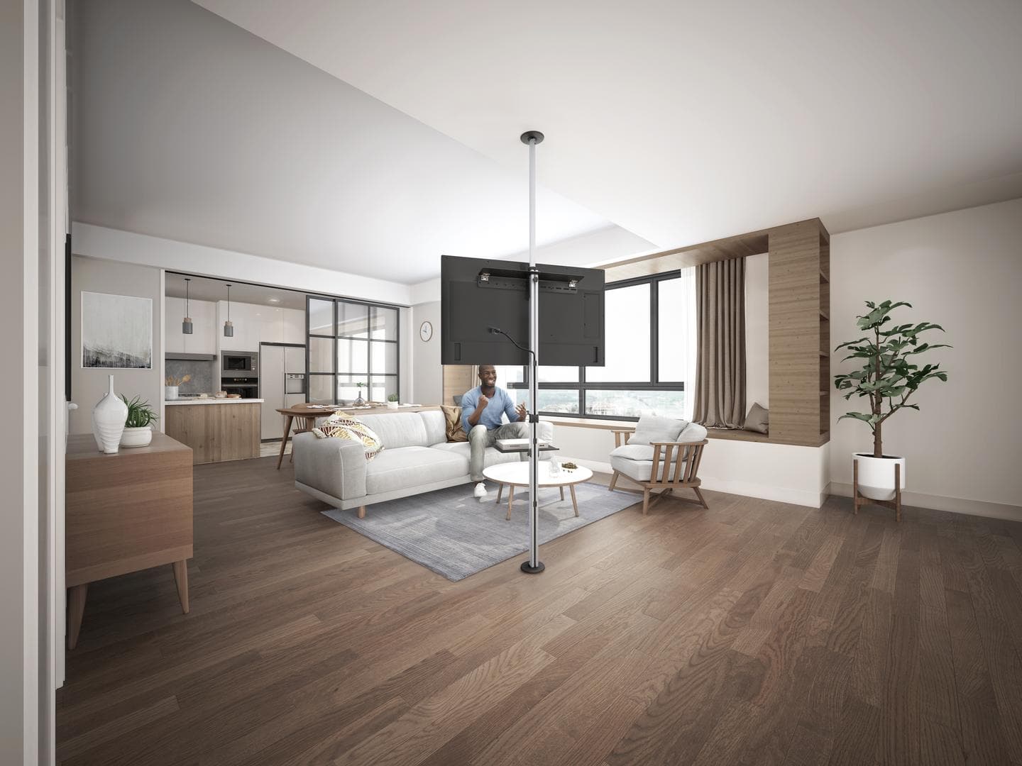 DELTACO - OFFICE Floor to Ceiling Mount 37"-70", 200x200-600x400, 30kg