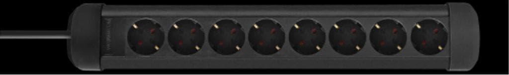 DELTACO - outlet 8xCEE 7/3 outlets, 1xCEE 7/7, 3m kabel, black