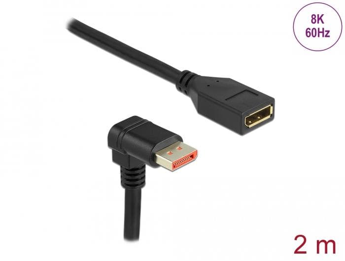 DELOCK - DisplayPort extension cable male 90° downward 8K 60 Hz 2 m