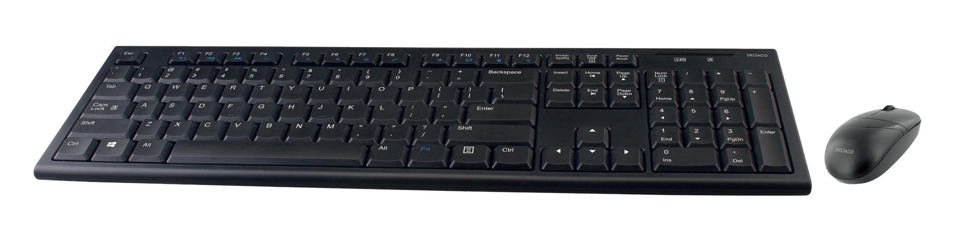 DELTACO - wireless combo kit, keyboard and mouse, 10m range, US layout