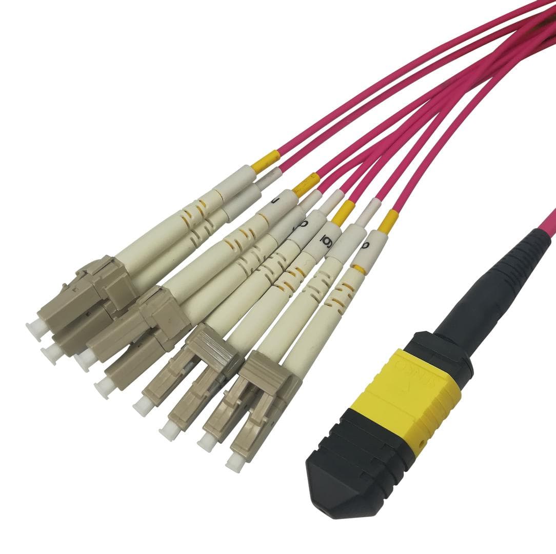 DELTACO - MPO12-LC fan out fiber cable, UPC, OM4, 1m