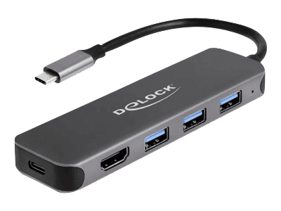 DELOCK - 3 Port USB Hub and 4K HDMI output with USB Type-C™ PD 85W