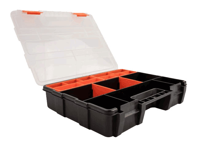 DELOCK - Sorting box with 21 compartments 290 x 220 x 60 mm orange / bla