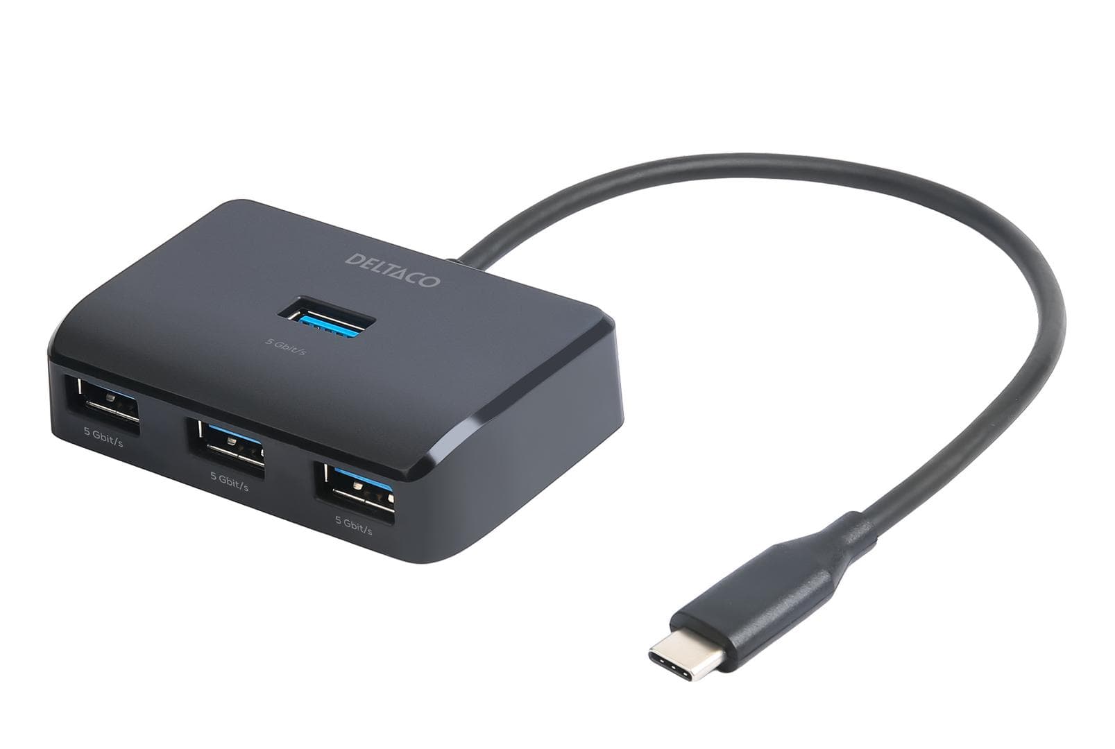 DELTACO - USB-C hub, 5 Gbps, 4x USB-A, black