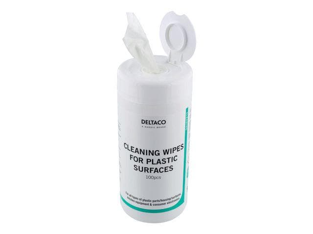 DELTACO - Wet Wipes for plastic surfaces, 100pcs, white