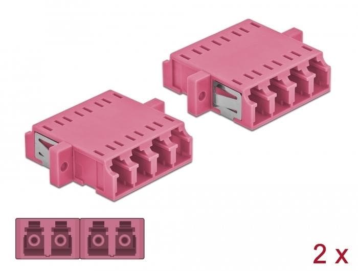 DELOCK - Optical Fiber Coupler LC Quad female to LC Quad female Multi-mode 2 pieces purple