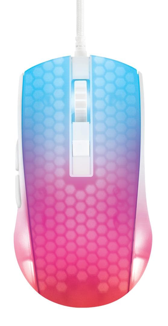 DELTACO - WHITE LINE WM87 Transparent RGB lightweight gaming mouse, white