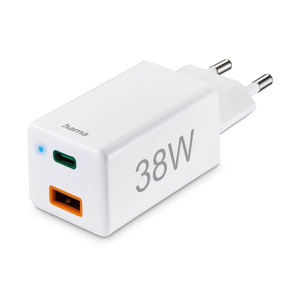 HAMA - Mini-charger USB-C + USB-A Qualcomm 3.0 38W White