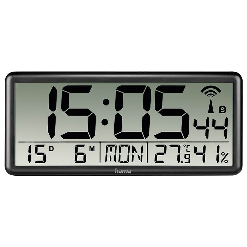 HAMA - Wall Clock Digital Jumbo Radio Controlled Black