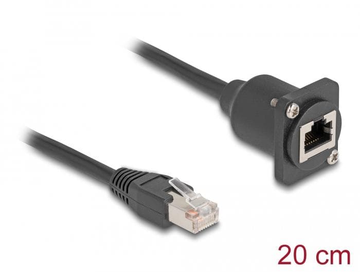 DELOCK - D-Type RJ45 cable plug to jack Cat.5e black 20 cm