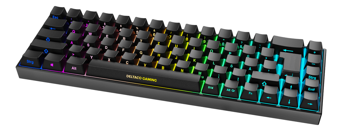 DELTACO - DK440R Wireless 65% keyboard, front symbols, DE layout