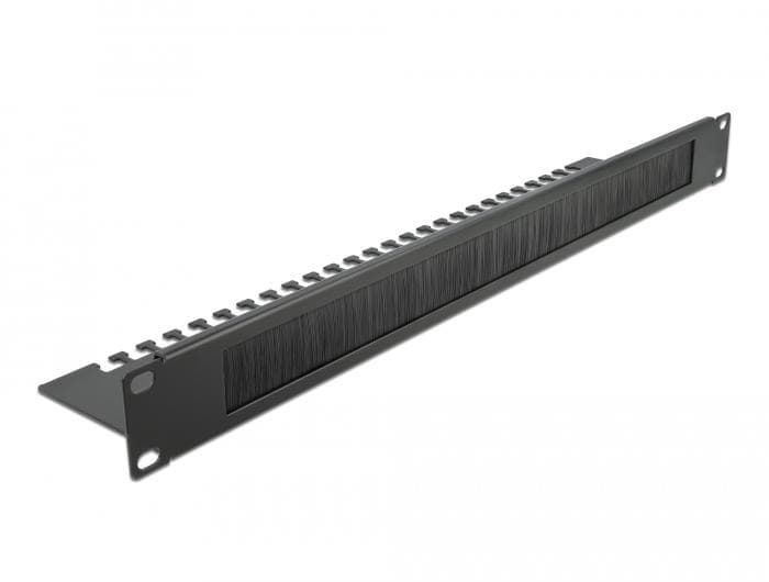 DELOCK - 19" Cable Management Brush Strip with Cable Support Plate 1U black