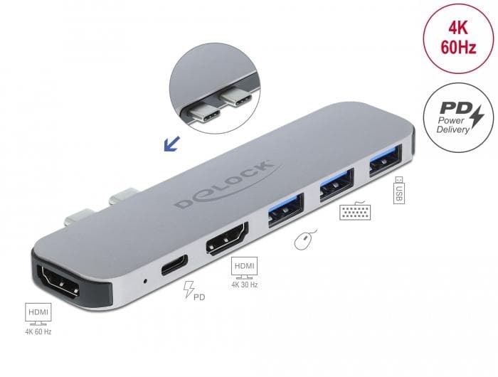 DELOCK - Docking Station for MacBook Dual HDMI 4K / PD / Hub