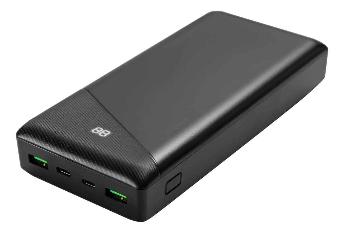 DELTACO - power bank 30 000 mAh, 1x USB-C PD, 2x USB-A Quick Charge 3.0