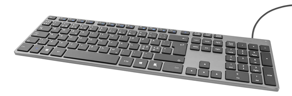 DELTACO - Wired Slim office keyboard, low-profile, aluminum, nordic