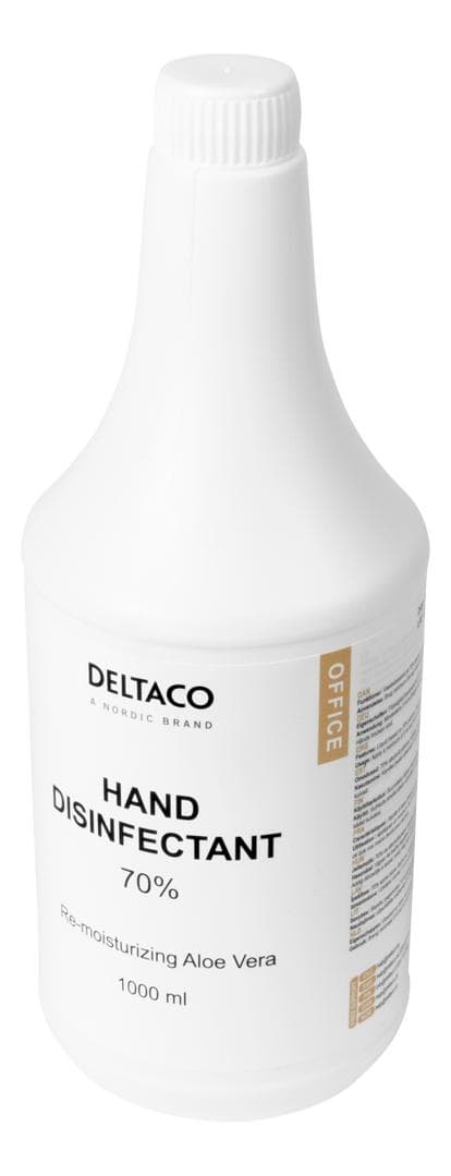 DELTACO - Hand disinfectant with Aloe Vera, 70%, 1000 ml, white