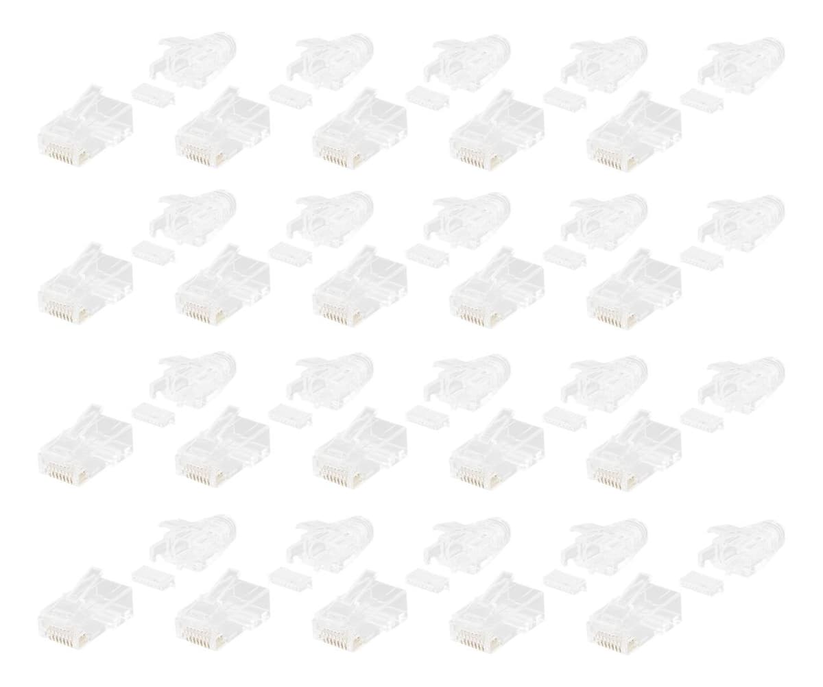 DELTACO - RJ45 kontaktdon för slim kabel 28AWG, Cat6a, oskärmad, 20-pack