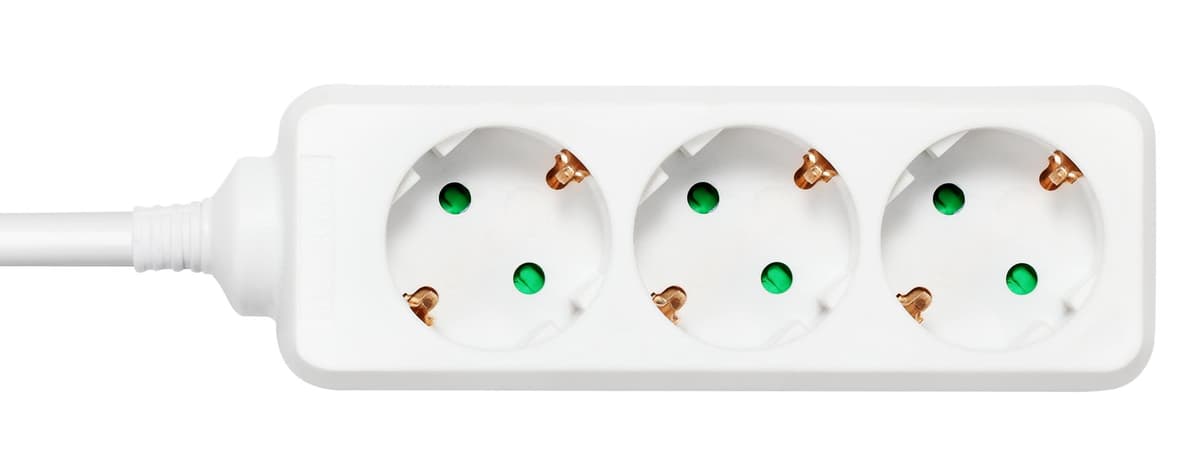 Axessline - Power Strip | Power strip | 3 socket type F, 5.0 m cable length, white | CEE 7/7 Plug (Hybrid) - CEE 7/7 Plug (Hybrid) | 5m | White
