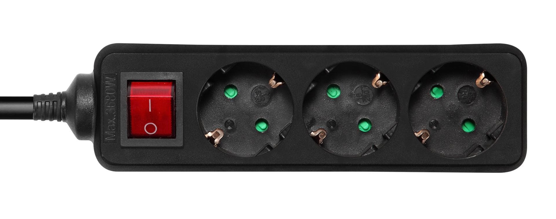 DELTACO - outlet 3xCEE 7/3 1xCEE 7/7 switch 5m black