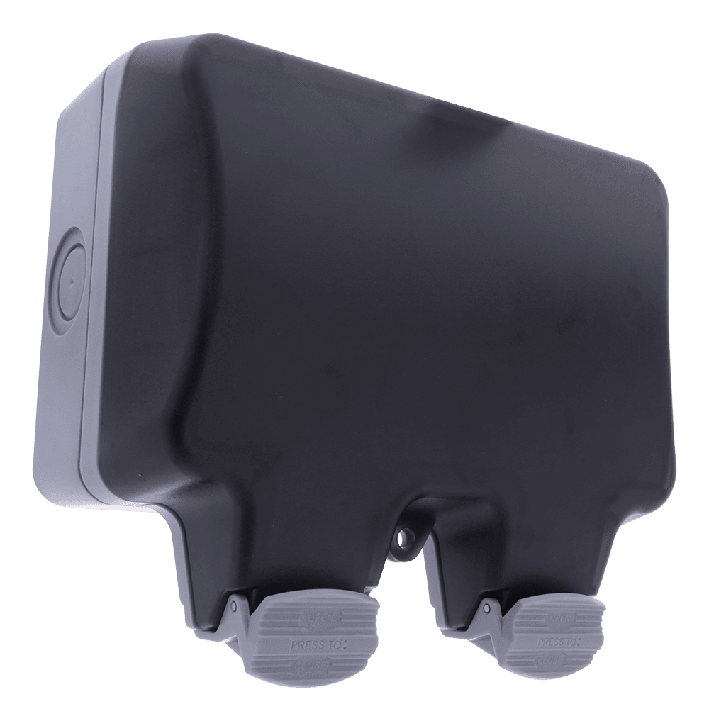DELTACO - Weatherproof box for double 86 mm sockets, IP68, grey
