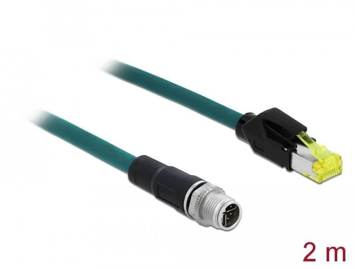 DELOCK - Network cable M12 8 pin X-coded to RJ45 Hirose plug 2 m