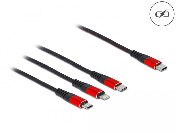 DELOCK - USB Charg, Cab. 3-1 Type-A to Lightn. / Mic.USB / USBC 1m