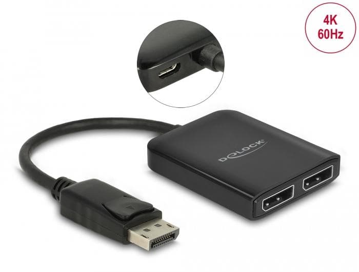 DELOCK - DisplayPort 1.4 Splitter 1 x DisplayPort to 2 x DisplayPort MST Video-/audiosplitter DisplayPort 