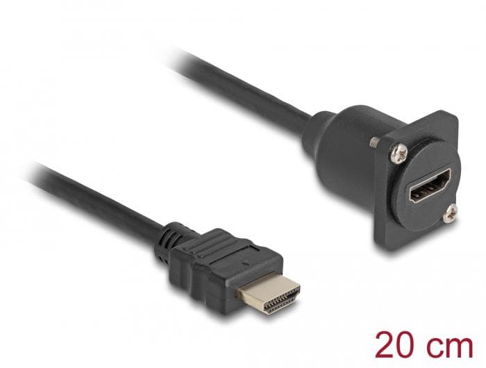 DELOCK - D-Type HDMI cable male to female black 20 cm
