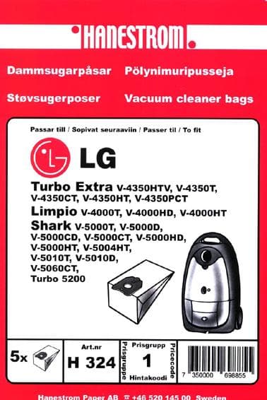HANESTRÖM - Dammsugarpåsar LG SHARK V-5000T      5P