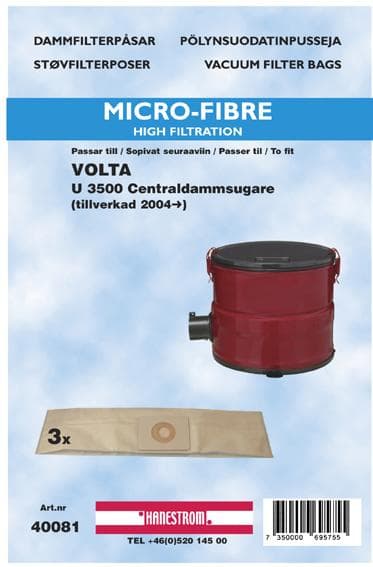 HANESTRÖM - Dustbags To fit Volta U3500, 3P