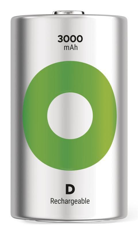 GP - ReCyko Rechargeable Battery, Size D, 3000 mAh, 2-pack