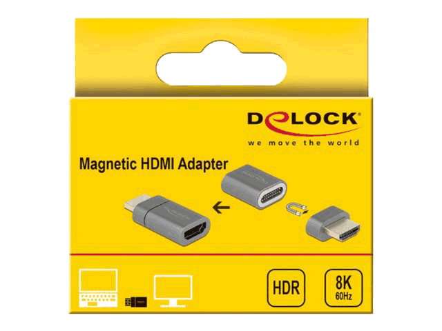 DELOCK - Adapter HDMI ma-> fm,Grey Magnetic
