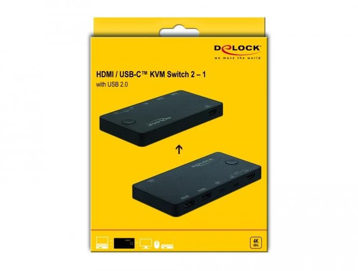 DELOCK - HDMI / USB-C¢ KVM Switch 4K 60 Hz with USB 2.0