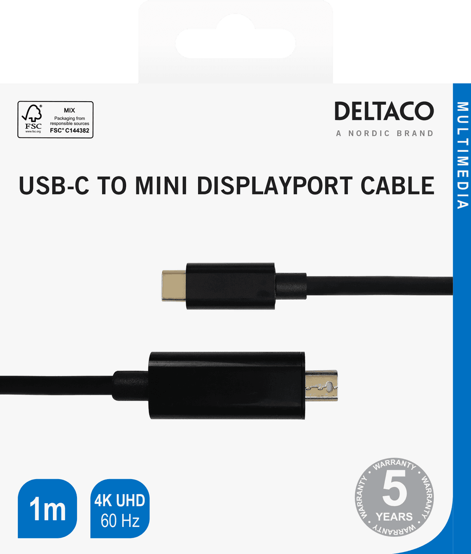 DELTACO - USBC  miniDisplayPort cable 4K UHD gold plated 1m black