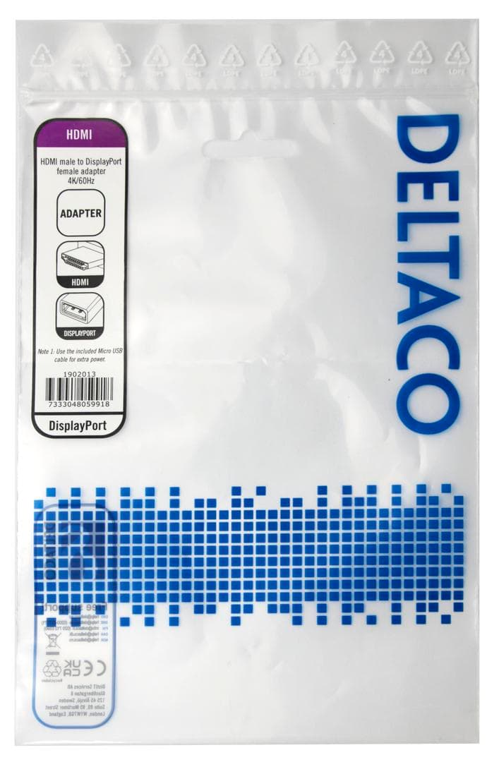 DELTACO - HDMI - DisplayPort adapter, 4K/60Hz