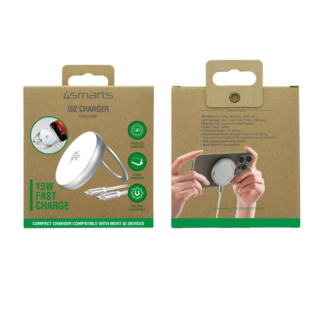 4smarts - Qi2 Charger Kickstand silver / white