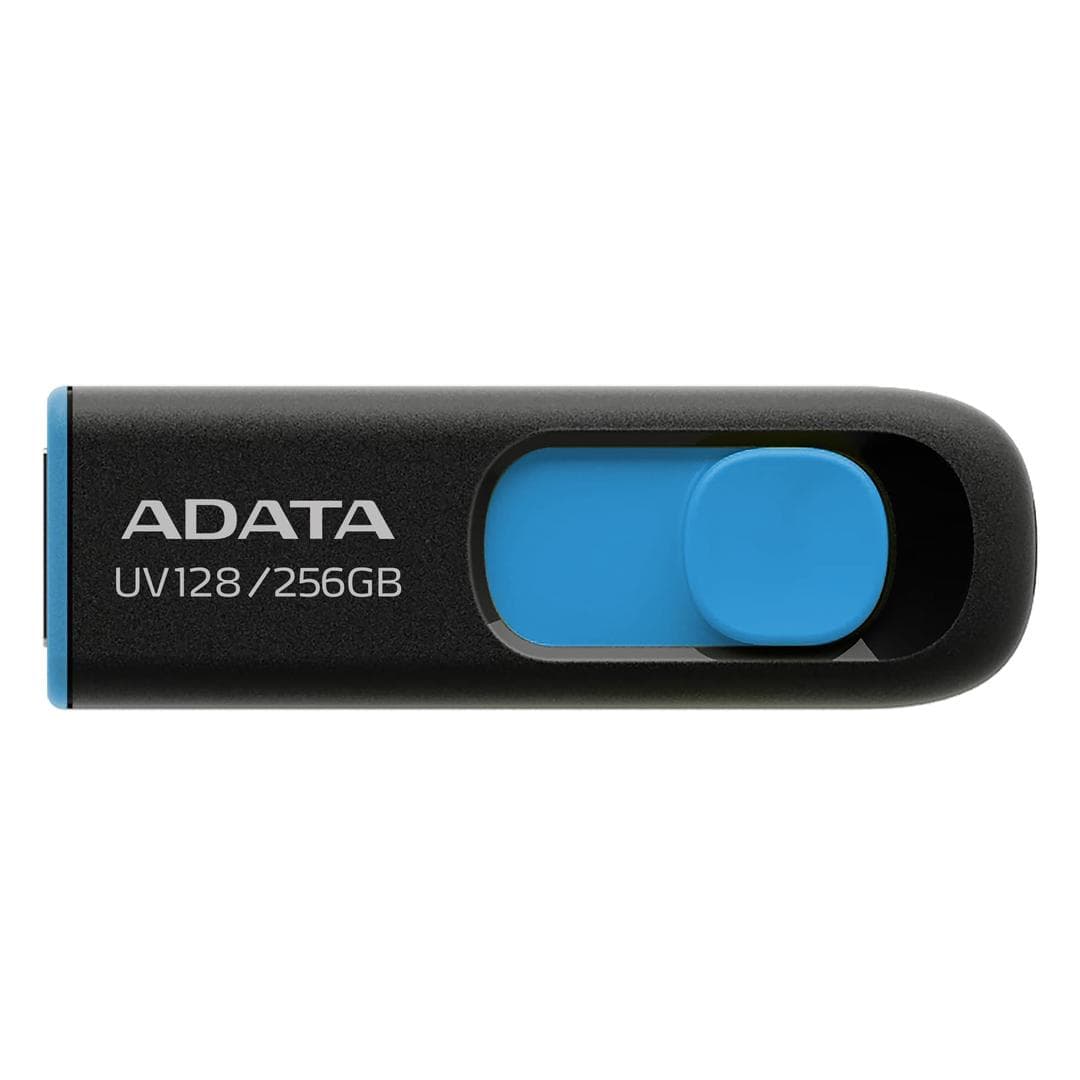 A-DATA - 256GB UV128 USB 3.0 Memory Pen, Retractable, Black & Blue