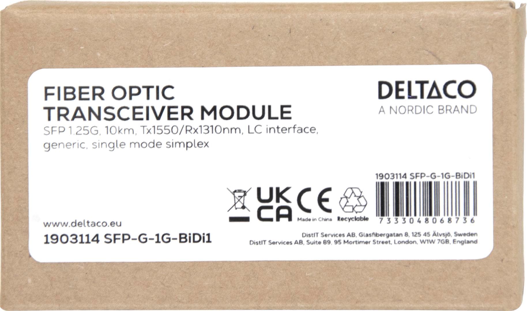 DELTACO - SFP 1.25G, 10km, Tx1550/Rx1310nm, LC interface ,SM simplex